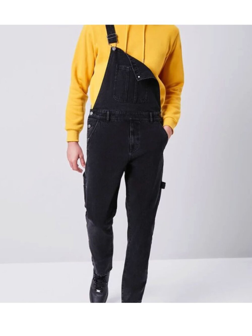 Forever 21 Mens Black Overalls L Carpenter Hammer Loop Workwear Utility Grunge